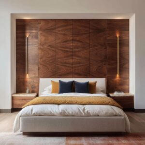 Ideas de Diseño Moderno de Cabeceros de Madera: Líneas, Vetas, Luz y Escala