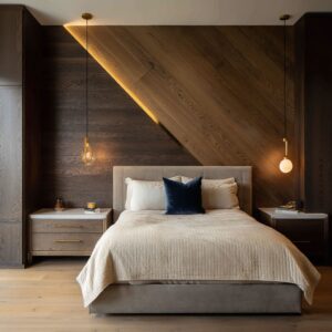 Modern Wooden Bed Headboard Design Ideas: Lines, Grain, Light, and Scale