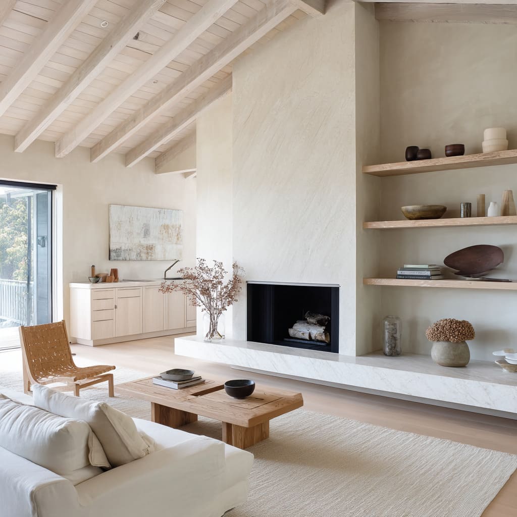 That cottagecore table design, made from stacked wood slabs, channels both farmhouse strength and minimalist reductionism That cottagecore table design, made from stacked wood slabs, channels both farmhouse strength and minimalist reductionism