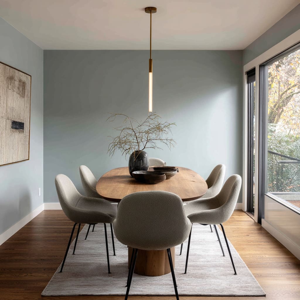 El color de pared cambia según la luz y los tonos cercanos, siendo un fondo inteligente y adaptable para diferentes texturas. El color de pared cambia según la luz y los tonos cercanos, siendo un fondo inteligente y adaptable para diferentes texturas.