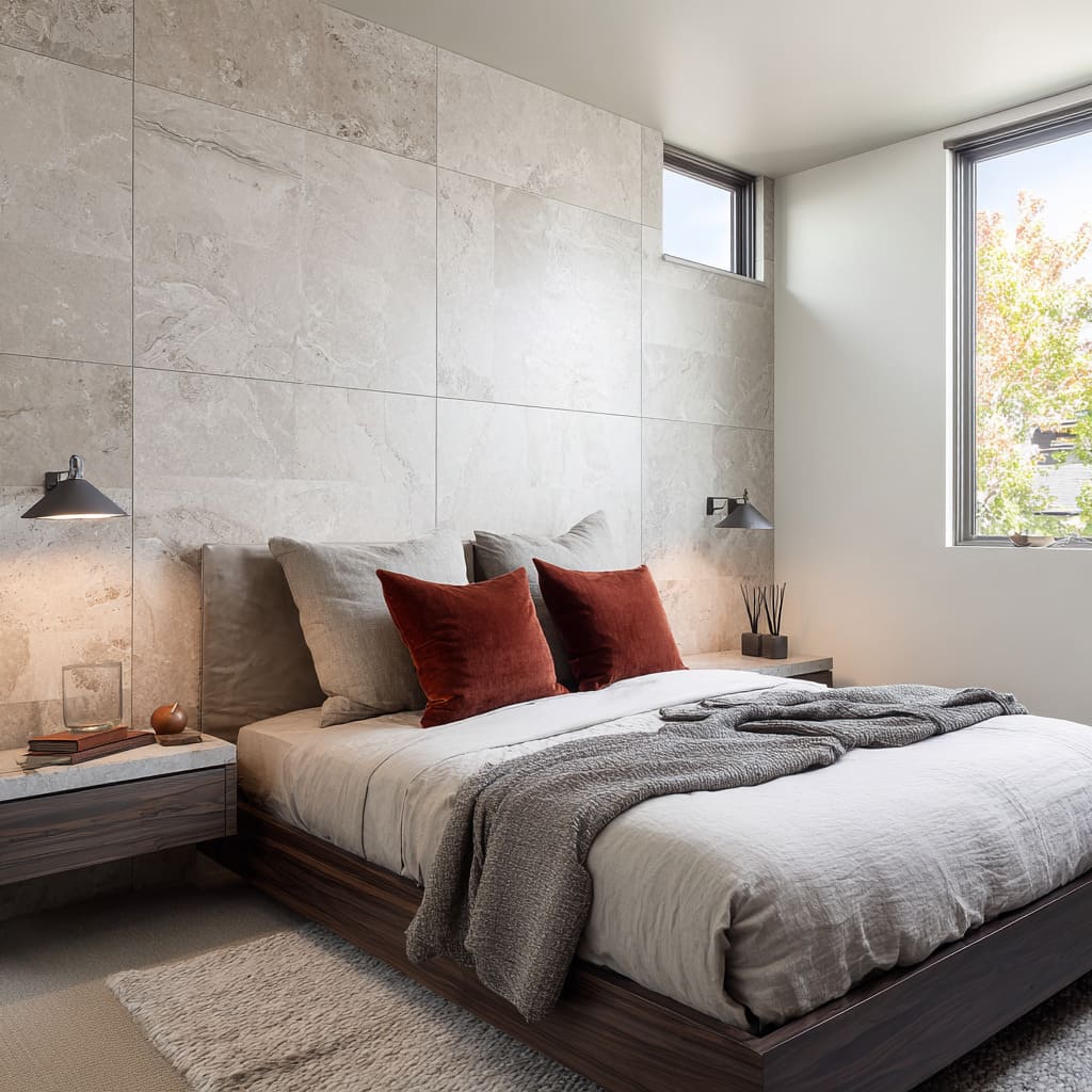 There is large-format stone-effect porcelain wall panels that mimic real limestone or travertine in a matte finish There is large-format stone-effect porcelain wall panels that mimic real limestone or travertine in a matte finish
