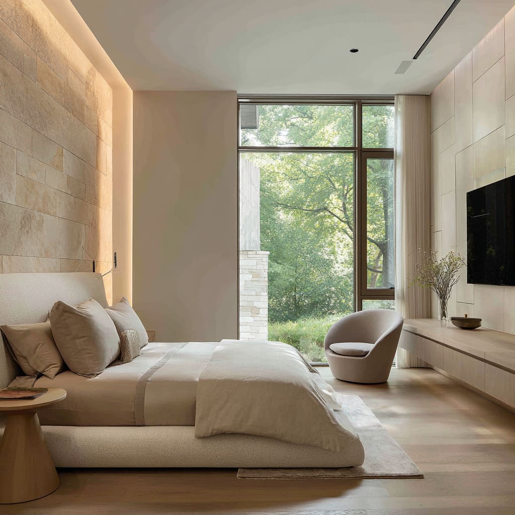 A contemporary style bedroom design completes the series with a flawless interplay between architectural mass and daylight choreography A contemporary style bedroom design completes the series with a flawless interplay between architectural mass and daylight choreography