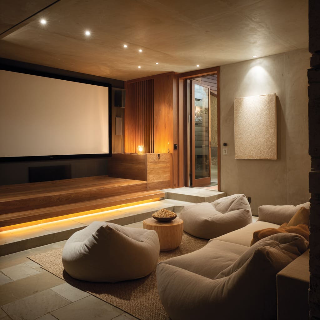 At the front, the screen is mounted against a matte black backdrop, giving it crisp visual framing while preventing any light scatter At the front, the screen is mounted against a matte black backdrop, giving it crisp visual framing while preventing any light scatter