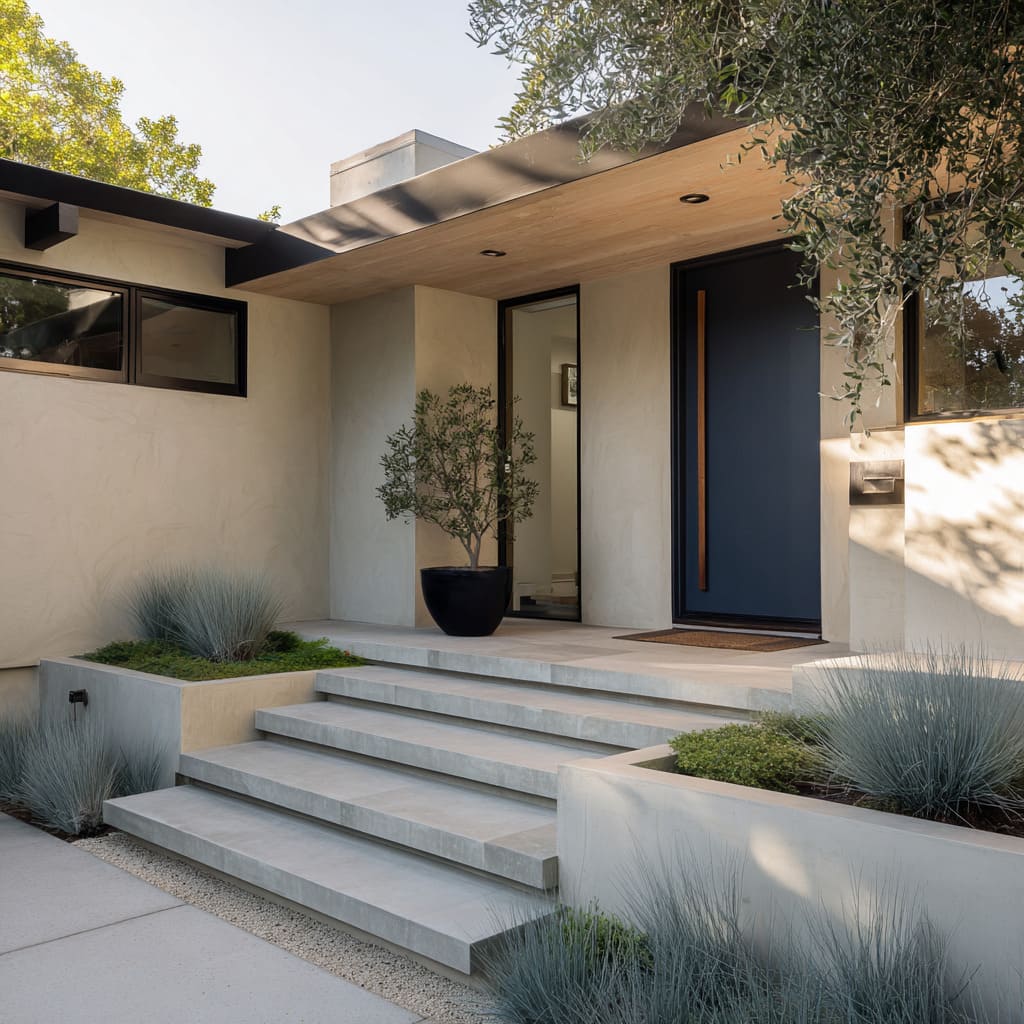 Blue-Black Door Framed by Bleached Stucco and Desert Texture Blue-Black Door Framed by Bleached Stucco and Desert Texture