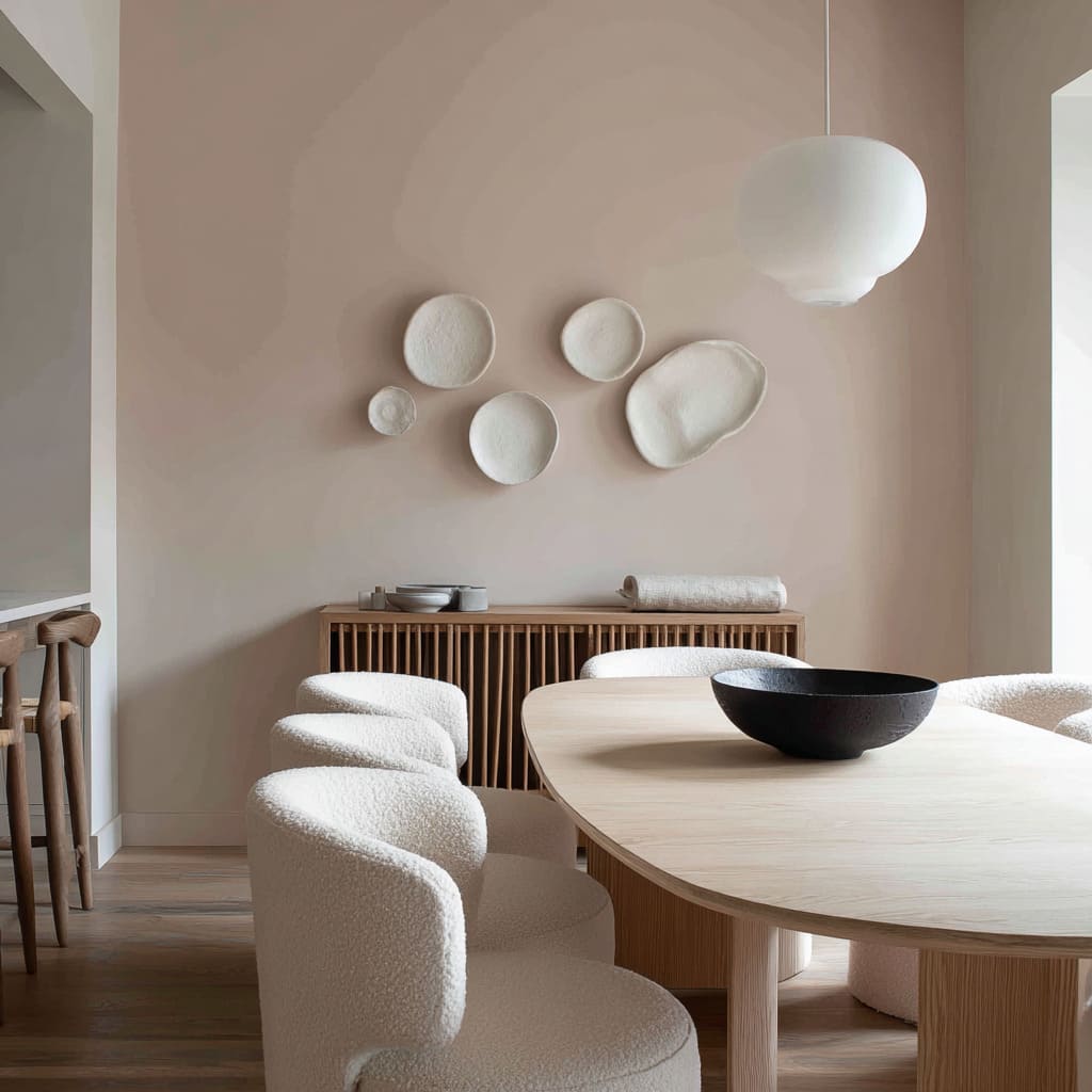 Fondo en arcilla rosada que resalta cerámicas blancas de forma escultórica. Fondo en arcilla rosada que resalta cerámicas blancas de forma escultórica.