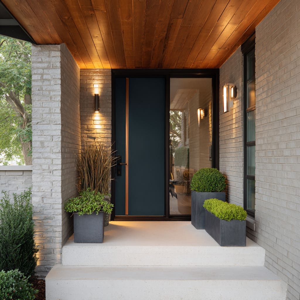 Deep Slate Blue Door with Copper Strip Deep Slate Blue Door with Copper Strip