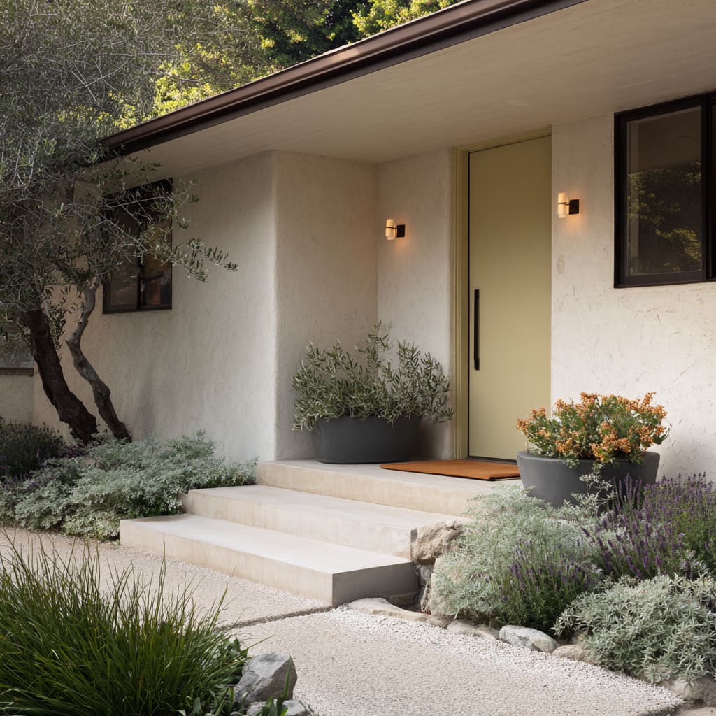 Olive-Toned Door with Natural Texture Contrast Olive-Toned Door with Natural Texture Contrast