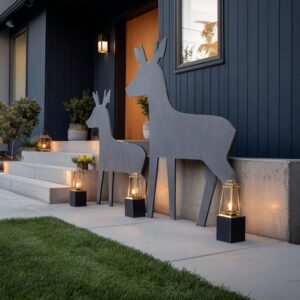 Modern Christmas Porch Ideas with Sculptural Style