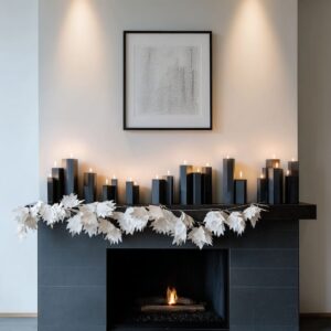 Decoración de Chimeneas Navideñas: Ideas Modernas y Serenas con Contrastes Naturales