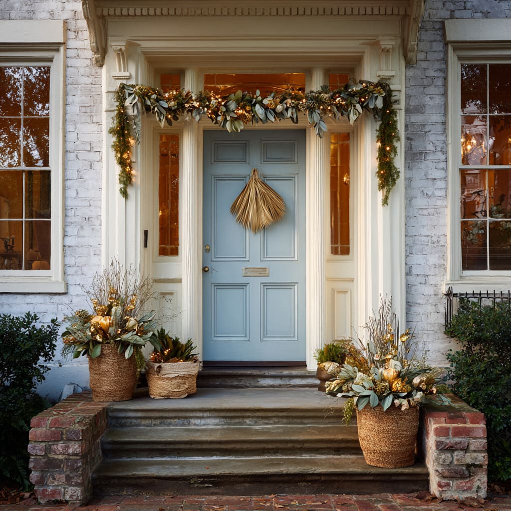 Door decorating ideas for Christmas where southern classic meets glowing natural luxe Door decorating ideas for Christmas where southern classic meets glowing natural luxe