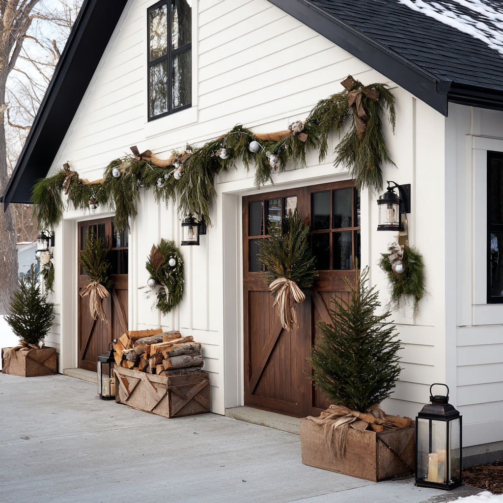 Farmhouse Warmth with Rough-Cut Greenery and Rustic Texture Layers Farmhouse Warmth with Rough-Cut Greenery and Rustic Texture Layers