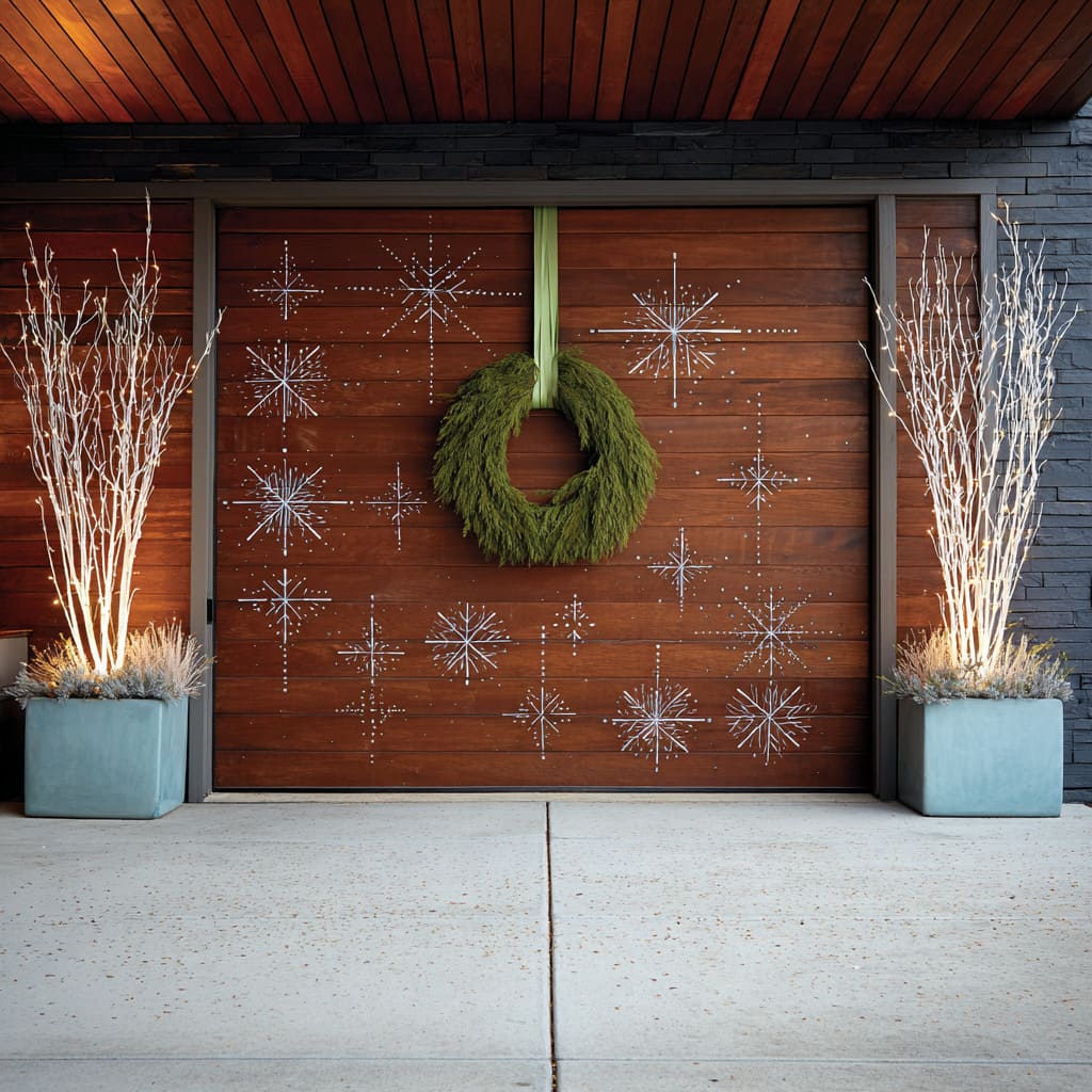 This composition embraces the warmth of dark-stained wood and the modern twist of geometric repetition This composition embraces the warmth of dark-stained wood and the modern twist of geometric repetition