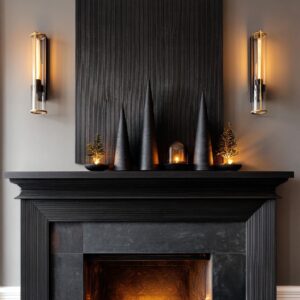 Decoración de Chimeneas Navideñas: Ideas Modernas y Serenas con Contrastes Naturales
