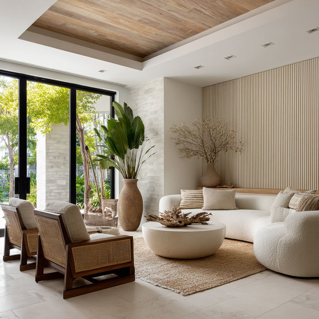 The last scene presents a pair of square-framed MCM chairs with natural woven cane panels on the sides and backs The last scene presents a pair of square-framed MCM chairs with natural woven cane panels on the sides and backs