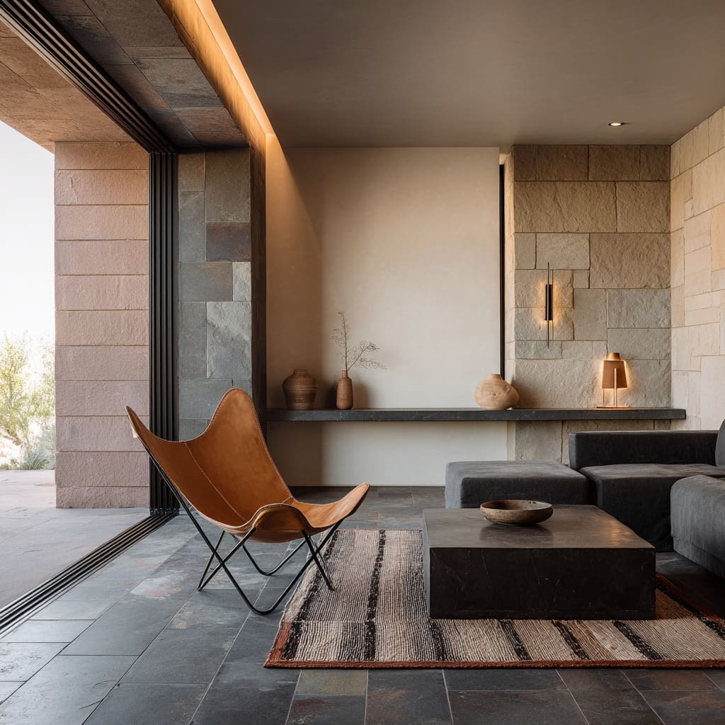 The living room idea here is a masterclass in restraint and raw finish The living room idea here is a masterclass in restraint and raw finish