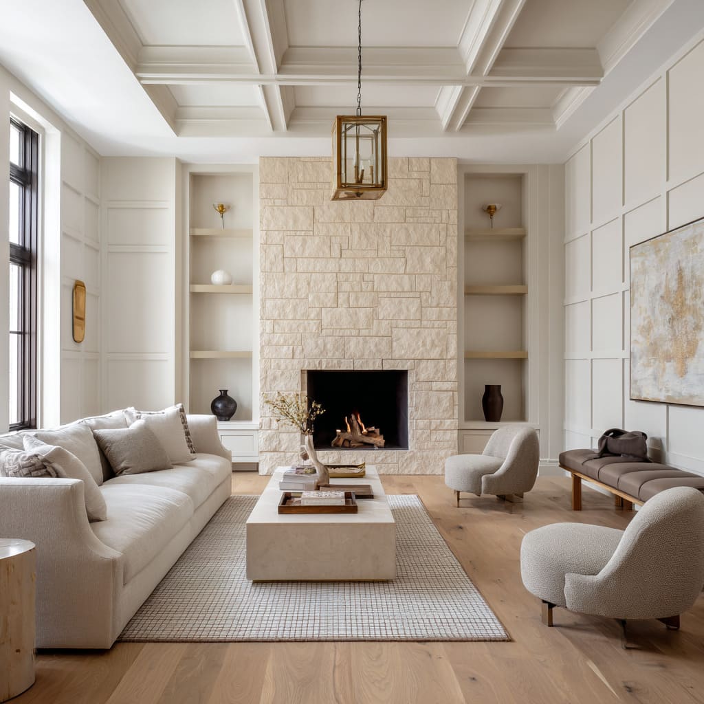 These niches become display alcoves, not with books, but with curated vases and vessels These niches become display alcoves, not with books, but with curated vases and vessels