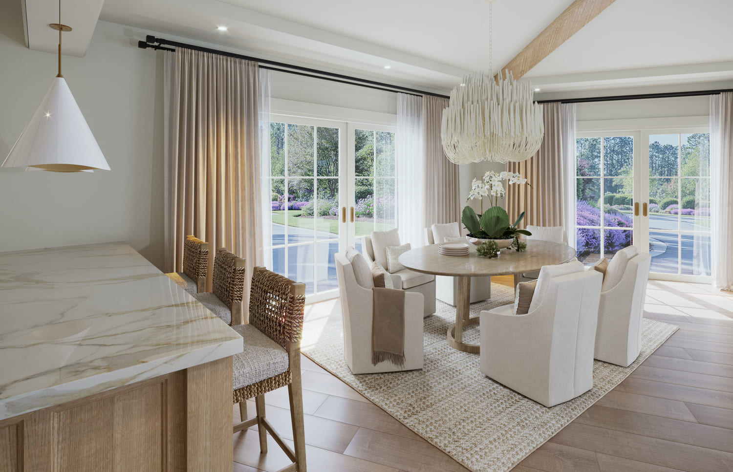 A modern coastal style interior design for a NC home main room