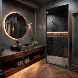 Modern Man Cave Bathroom Design and Decorating Ideas with a Grounded Look