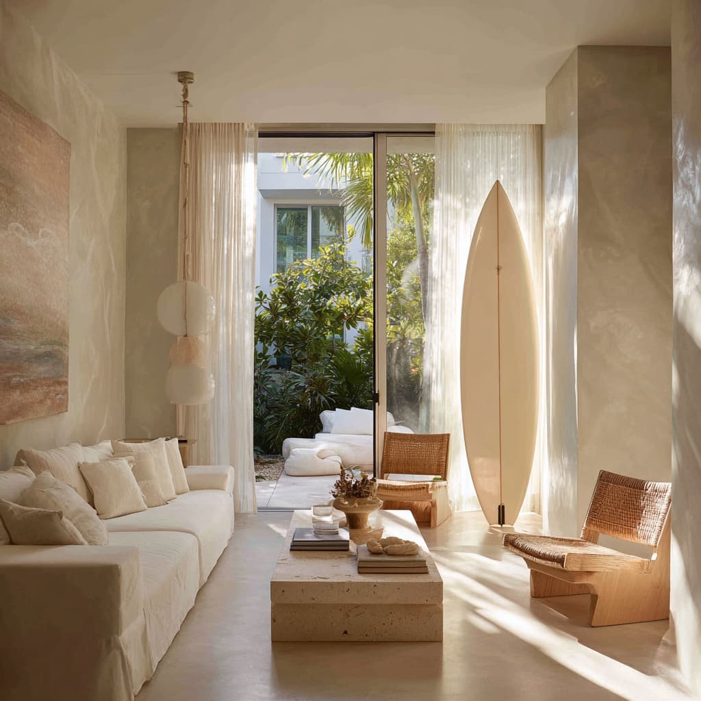 Estilo de salón de jardín con tabla clara junto a la puerta corrediza y mesa cúbica de travertino. Estilo de salón de jardín con tabla clara junto a la puerta corrediza y mesa cúbica de travertino.