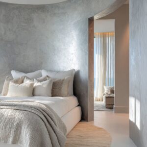 Ideas de dormitorios grises y plateados con lujo sereno moderno