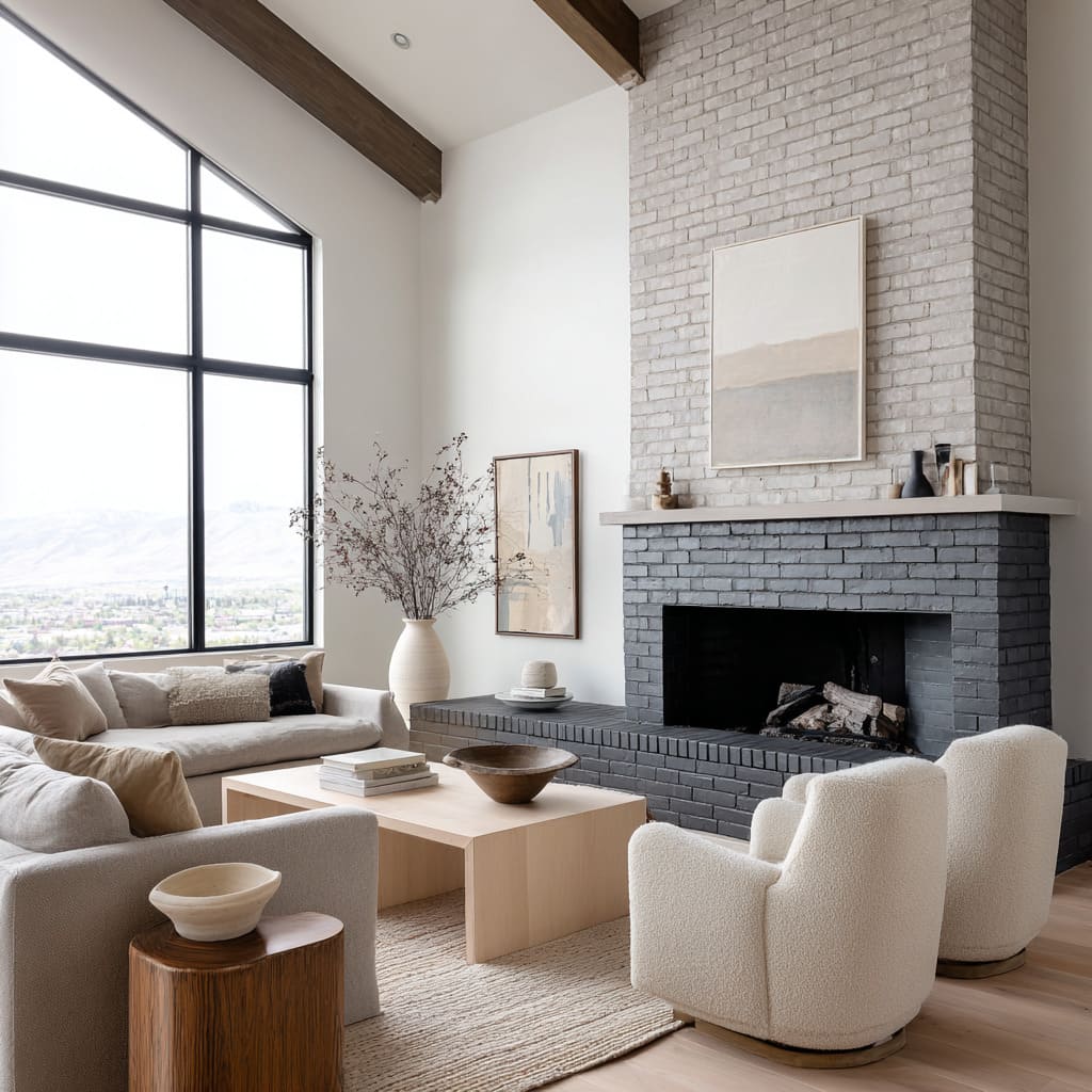 Concepto con ladrillo superior en piedra clara y ladrillo inferior en grafito empolvado, equilibrado con neutros en lino cálido. Concepto con ladrillo superior en piedra clara y ladrillo inferior en grafito empolvado, equilibrado con neutros en lino cálido.