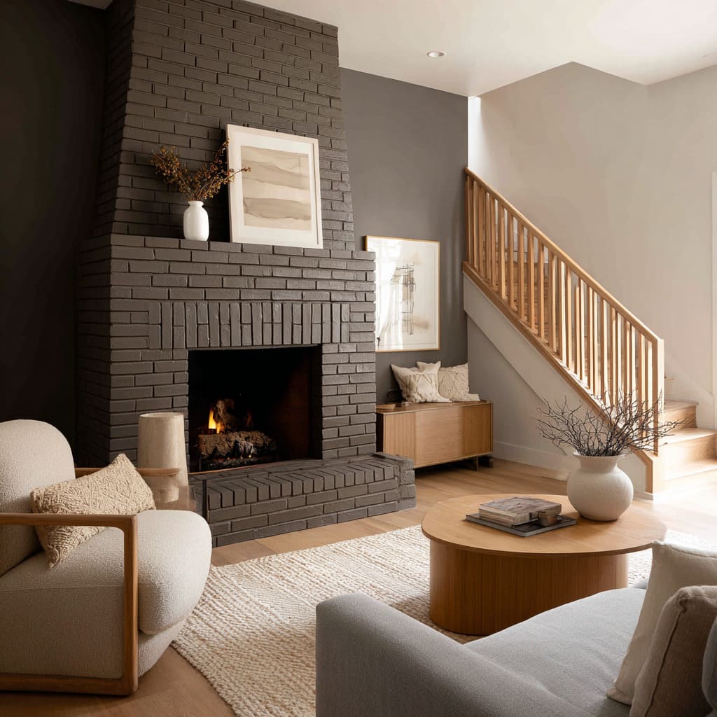 Idea en tonos tierra-carbón con madera cálida y neutros suavizados. Idea en tonos tierra-carbón con madera cálida y neutros suavizados.