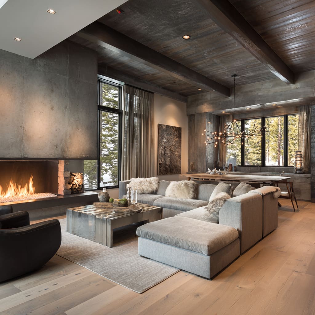 Sleek mountain-inspired grey and silver living room ideas Sleek mountain-inspired grey and silver living room ideas