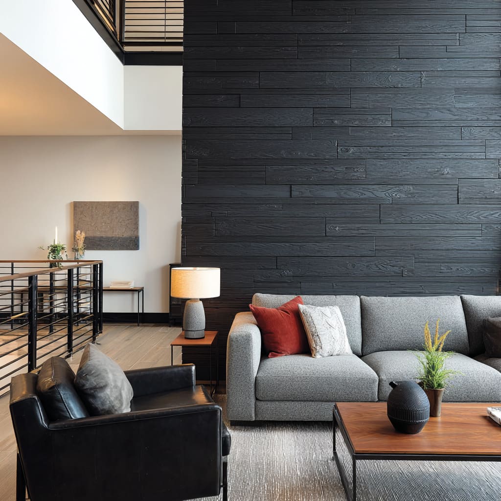 Stylish dark accent wall design Stylish dark accent wall design