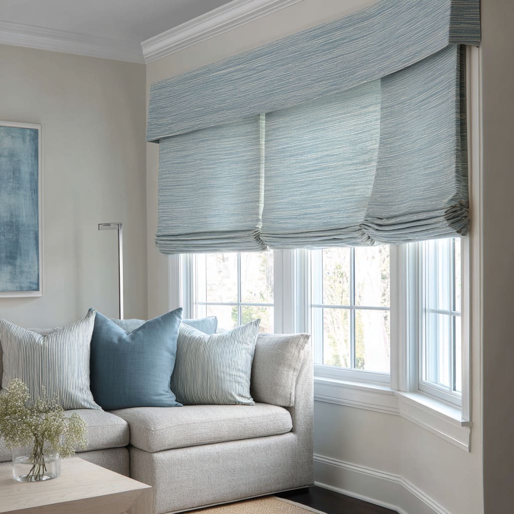 Layered Roman-valance cloud in soft blue Layered Roman-valance cloud in soft blue