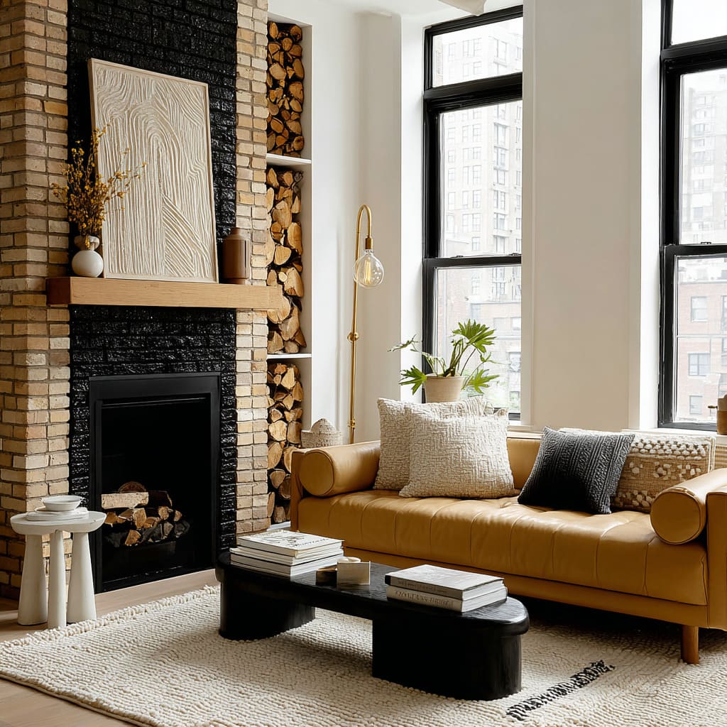 This concept uses a yellow sofa idea in its most strong form golden-camel leather that sits between yellow, tan, and warm honey This concept uses a yellow sofa idea in its most strong form golden-camel leather that sits between yellow, tan, and warm honey