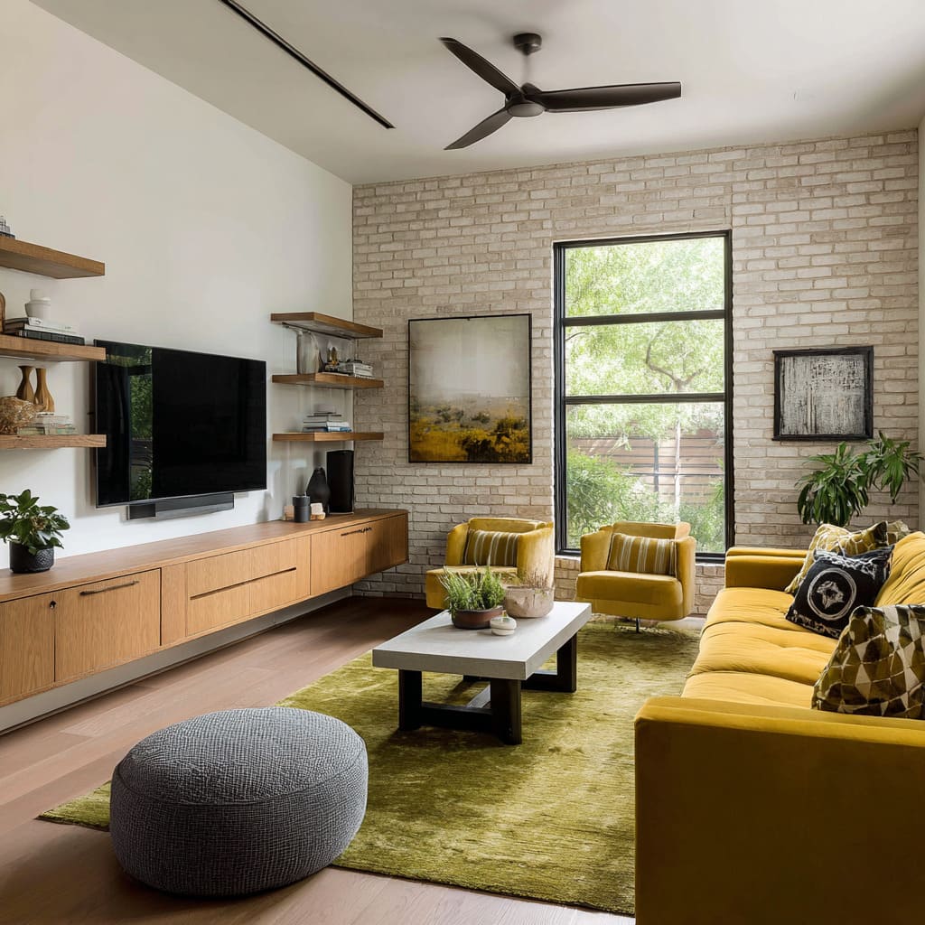 This design treats yellow as a controlled seating zone rather than a random pop, and you can see that intention This design treats yellow as a controlled seating zone rather than a random pop, and you can see that intention