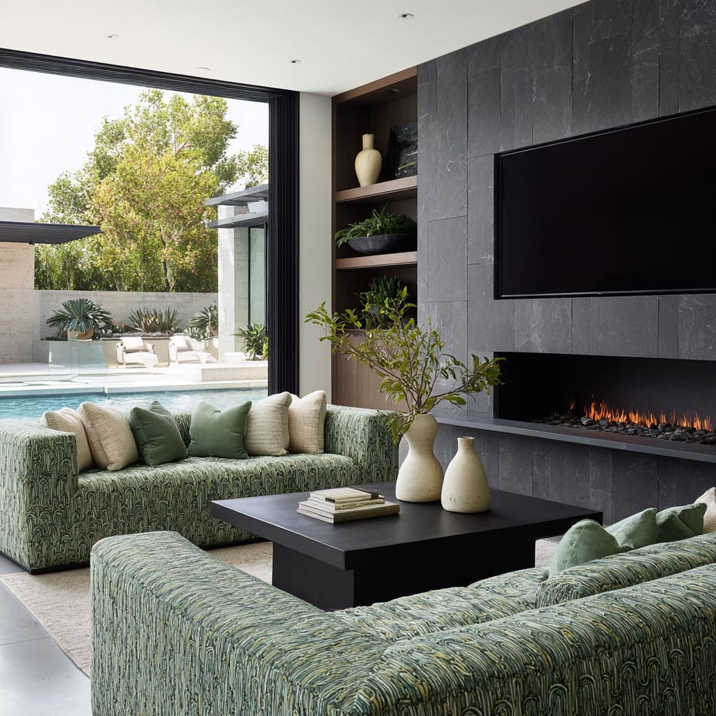 This is a high-end example of green used in a way that feels architectural This is a high-end example of green used in a way that feels architectural