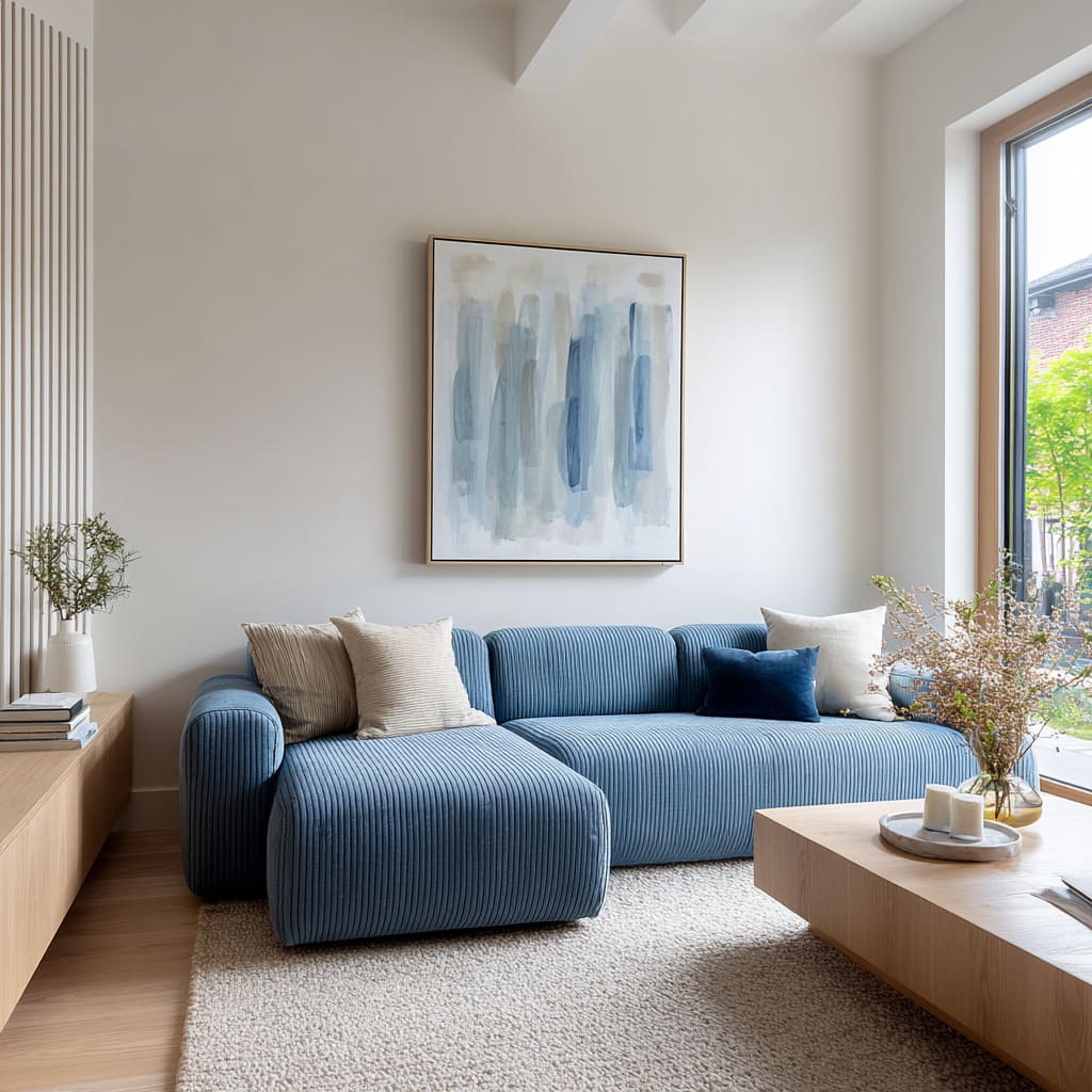 a blue sofa cushion idea that makes the room feel calm and airy a blue sofa cushion idea that makes the room feel calm and airy