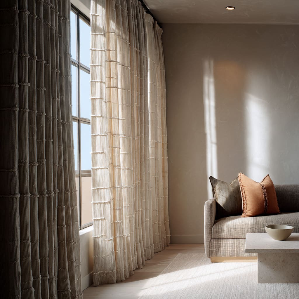 artisanal expression of drapery, where the structure of the weave itself becomes the decoration artisanal expression of drapery, where the structure of the weave itself becomes the decoration