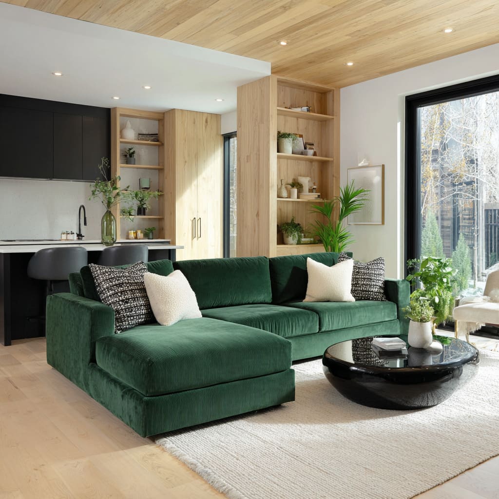 deep pine green sectional with a chaise deep pine green sectional with a chaise