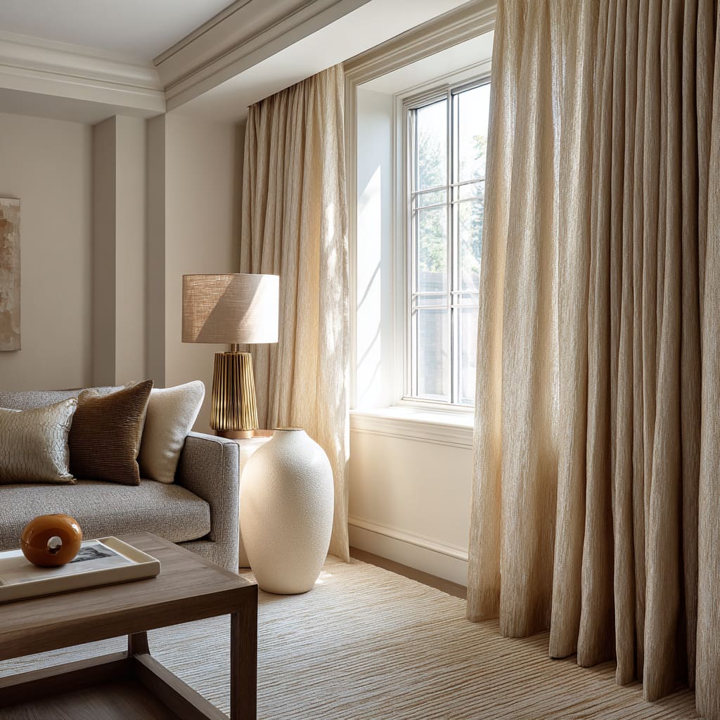 instead of deep shadow, the fabric works like liquid sunlight running down the wall instead of deep shadow, the fabric works like liquid sunlight running down the wall