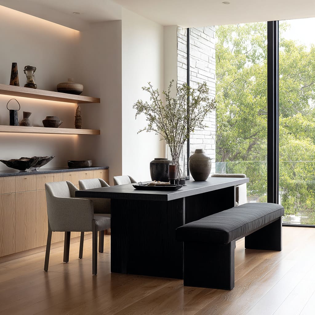 nice bench idea is a classic example of using one continuous upholstered piece to draw the dining zone into focus nice bench idea is a classic example of using one continuous upholstered piece to draw the dining zone into focus