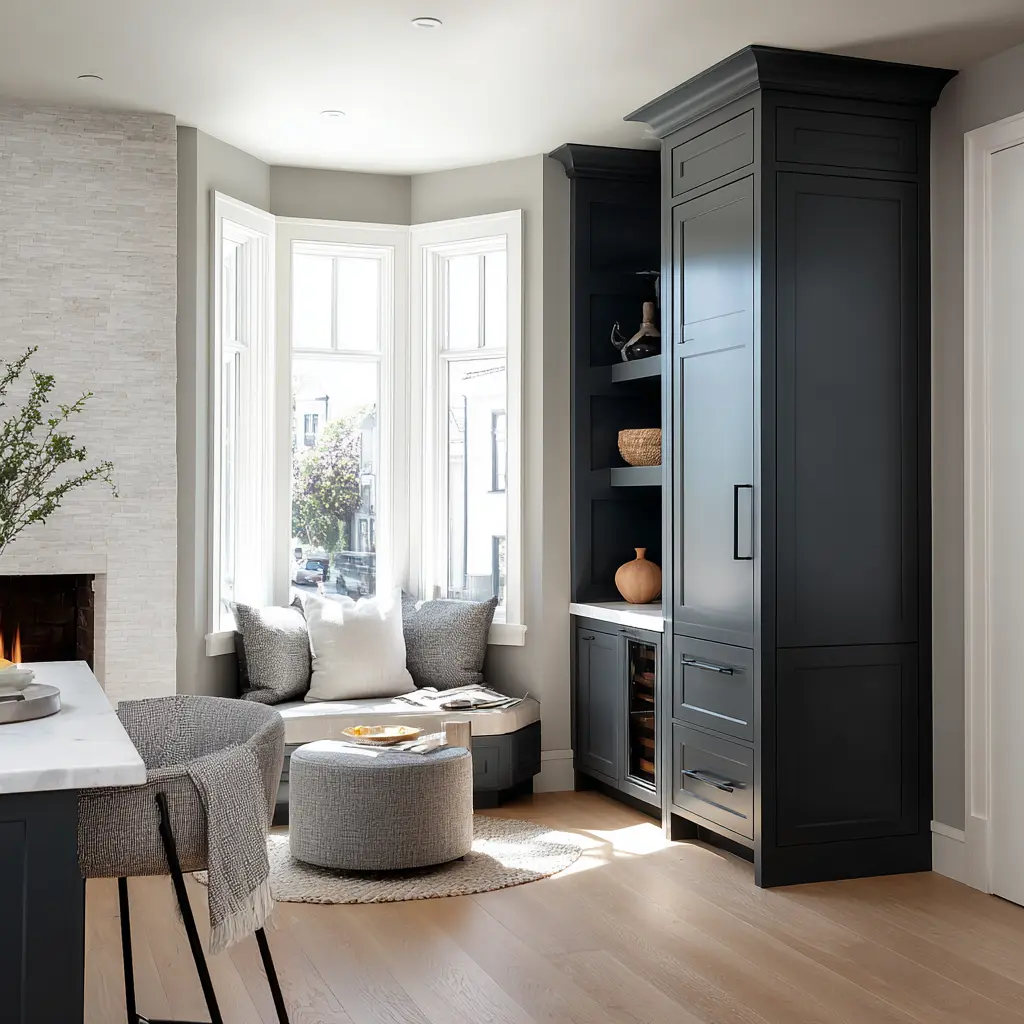 It shows how to create a useful, attractive keeping room when there is limited space and the room must share territory with cabinetry, circulation, and kitchen funct. It shows how to create a useful, attractive keeping room when there is limited space and the room must share territory with cabinetry, circulation, and kitchen funct.