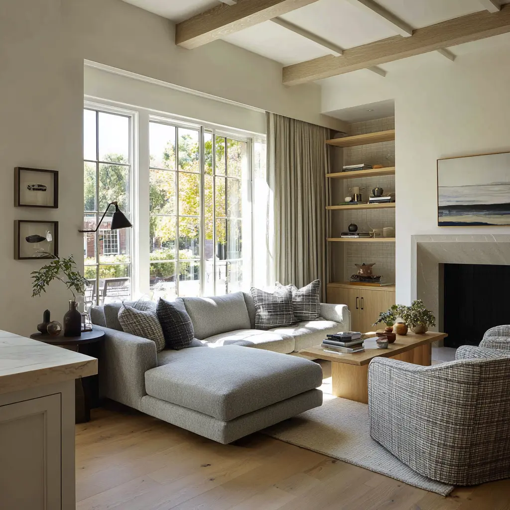 a keeping room that blends into the broader living area without losing its own quiet identity. a keeping room that blends into the broader living area without losing its own quiet identity.