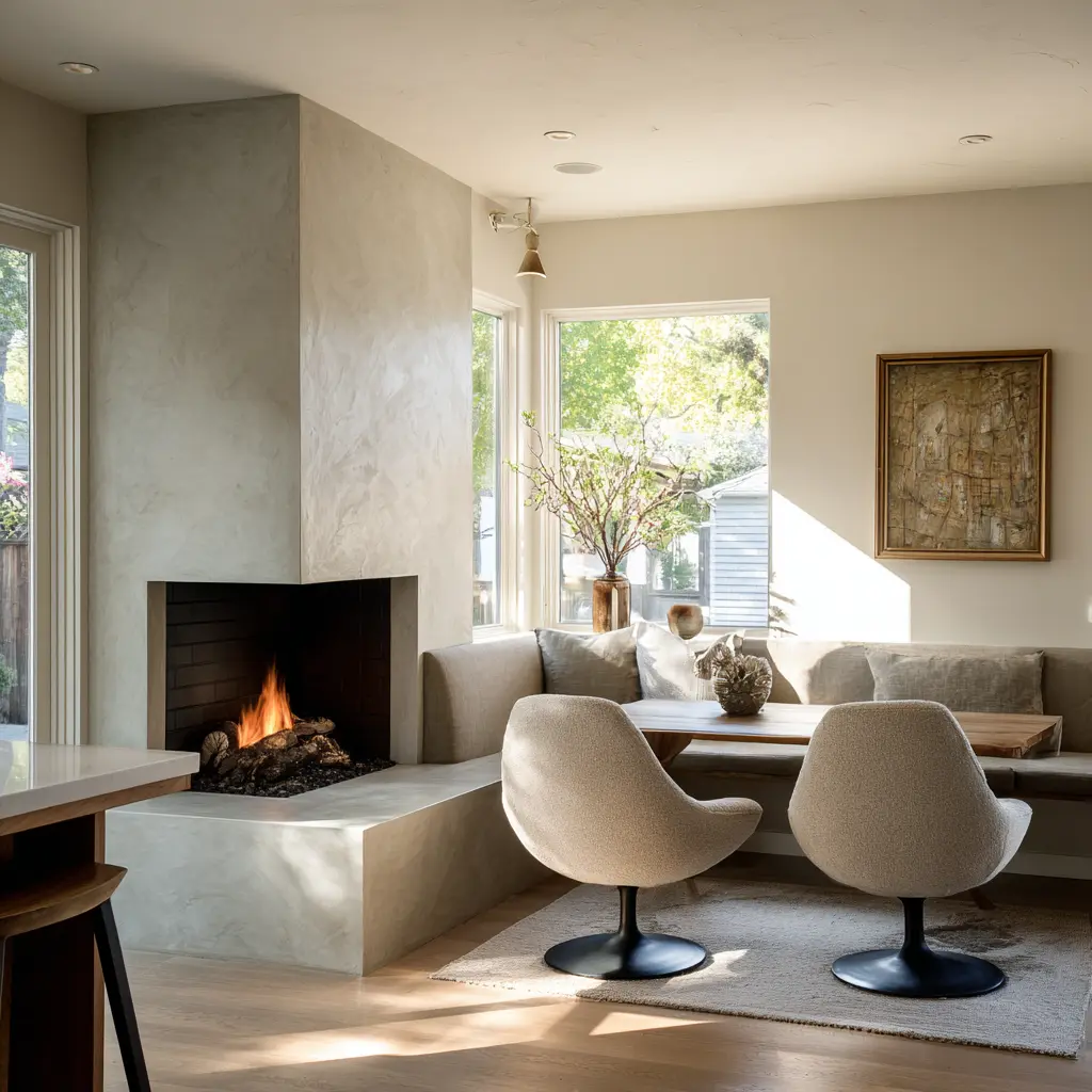 especially strong keeping room design turns the fireplace into a corner anchor instead of a flat front-facing backdrop. especially strong keeping room design turns the fireplace into a corner anchor instead of a flat front-facing backdrop.