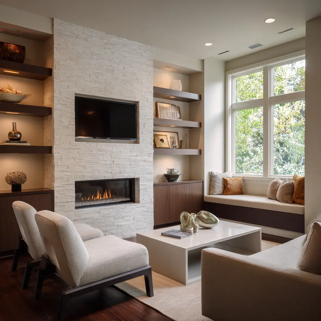 keeping room design uses a tall stone fireplace wall as the steady center of the whole space. keeping room design uses a tall stone fireplace wall as the steady center of the whole space.