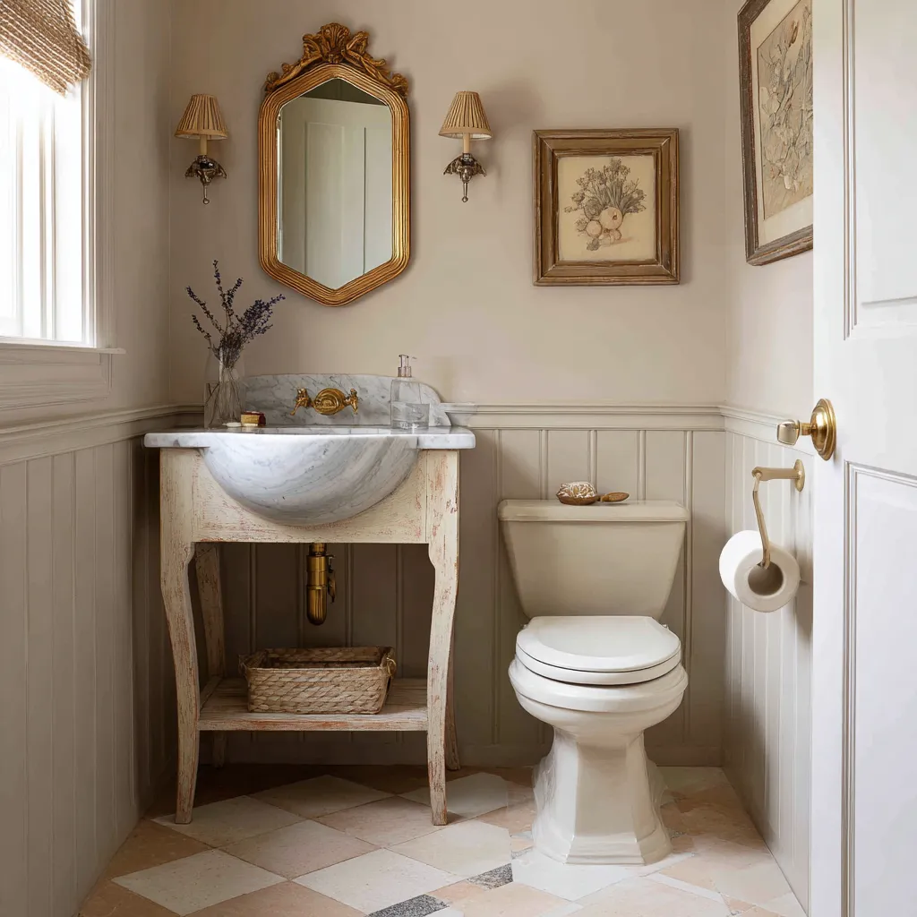Design ideas for a small shabby chic powder room Design ideas for a small shabby chic powder room