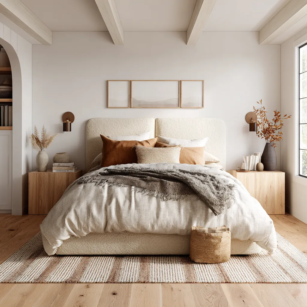 This bedroom takes California boho into a more symmetrical, composed, and slightly more architectural direction This bedroom takes California boho into a more symmetrical, composed, and slightly more architectural direction