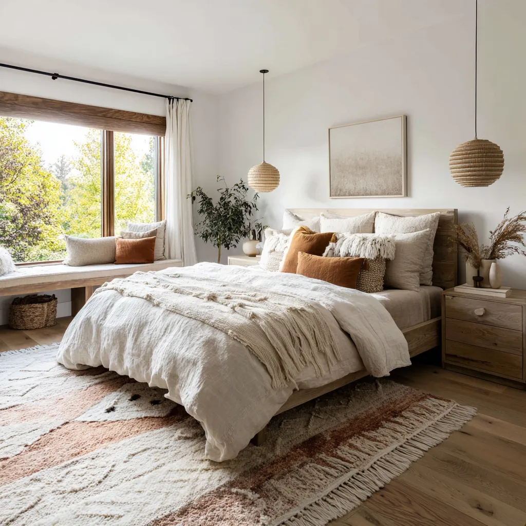 bedroom presents a brighter, more open, and slightly more youthful form of California boho bedroom presents a brighter, more open, and slightly more youthful form of California boho