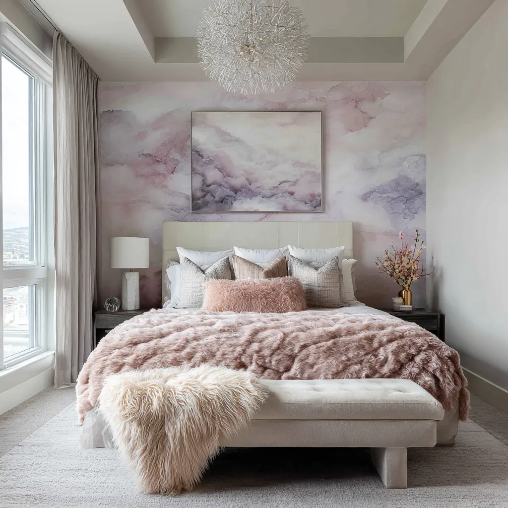 icy pink, silver taupe, pearl cream, soft gray, and alabaster creating a cooler, cloud-like pink maximalist bedroom ideas icy pink, silver taupe, pearl cream, soft gray, and alabaster creating a cooler, cloud-like pink maximalist bedroom ideas