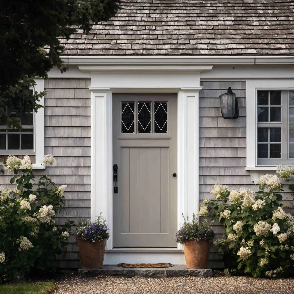 plank-style front door concept with a narrow diamond-pane upper band inside a thick white classical surround plank-style front door concept with a narrow diamond-pane upper band inside a thick white classical surround